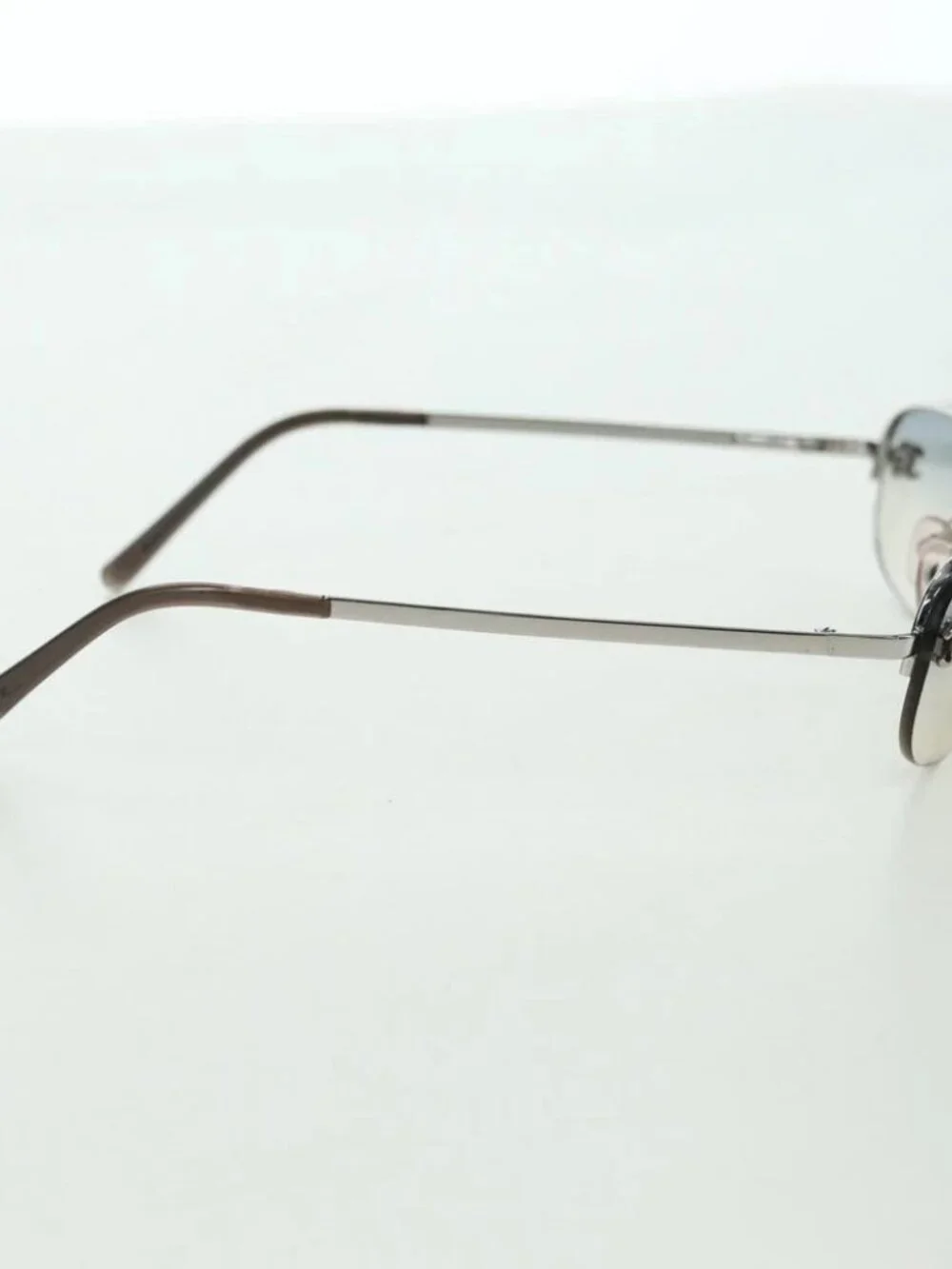 CHANEL COCO Mark Sunglasses metal Silver CC Auth 178795V